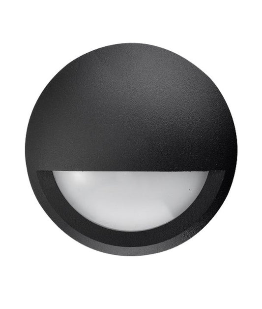 STE: Exterior LED Surface Mounted Eyelid Step Lights IP65 - Matte Black 220V AC
