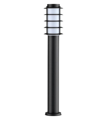 BORDA: E27 Surface Mounted Louvred Black Bollard Lights IP44 - 1100mm