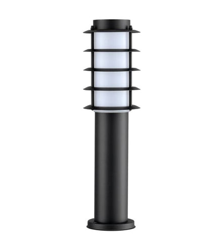 BORDA: E27 Surface Mounted Louvred Black Bollard Lights IP44 - 450mm
