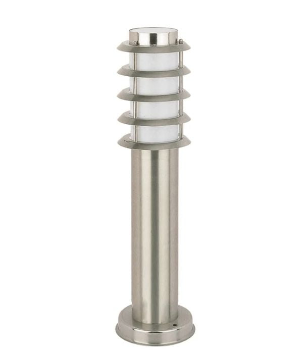BORDA: E27 Surface Mounted Louvred Stainless Steel Bollard Lights IP44 - 450mm