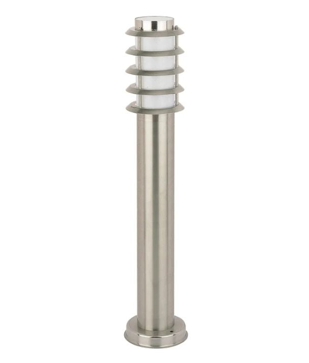 BORDA: E27 Surface Mounted Louvred Stainless Steel Bollard Lights IP44 - 1100mm