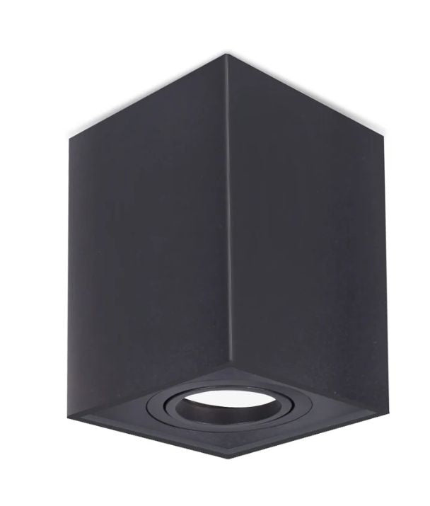 SURFACE: GU10 Square Gimbal Surface Mounted Ceiling Downlight - Matte Black