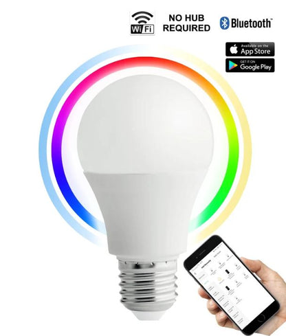 SMTGLS LED Smart Dimmable Tri-CCT+RGB GLS Globes (10W) - Socket: B22