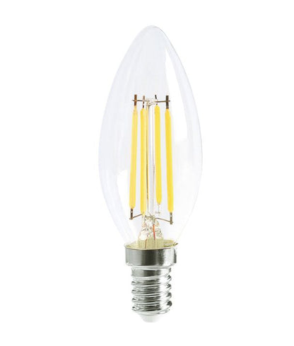 Candle LED Filament Dimmable Globes Clear Diffuser (4W) - Options: E14 6000K