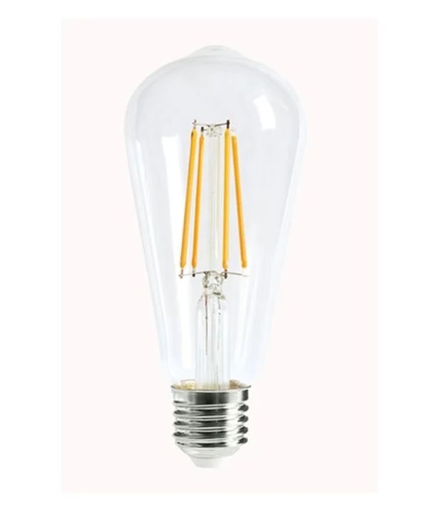 ST64 Pear Shape LED Filament Dimmable Globes Clear Diffuser (8W) - Options: E27 6000K