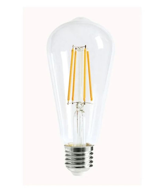ST64 Pear Shape LED Filament Dimmable Globes Clear Diffuser (8W) - Options: E27 6000K