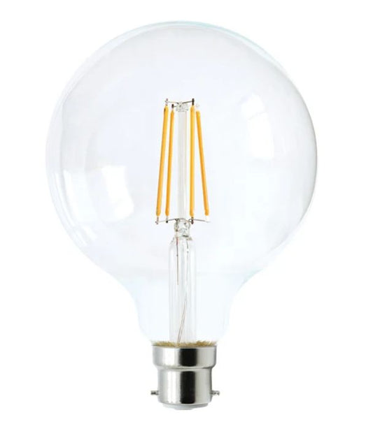 G125 LED Filament Dimmable Globes Clear Diffuser (8W) - Options: B22 6000K