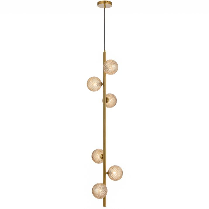 ELSON 6 Pendant Light - Antique Gold/Amber Tear