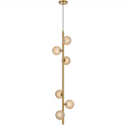 ELSON 6 Pendant Light - Antique Gold/Amber Tear
