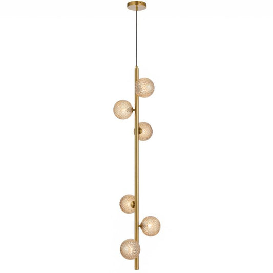 ELSON 6 Pendant Light - Antique Gold/Amber Tear