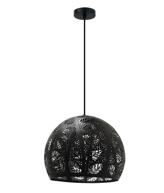 BOTANICA: Bohemian Embossed Dome Shape Pendant Light - Black