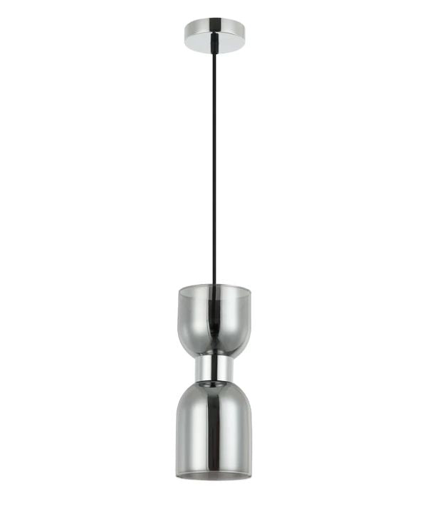 CLESSIDRA: Interior Mirror Finish Smokey Black Glass Ellipse Pendant Lights