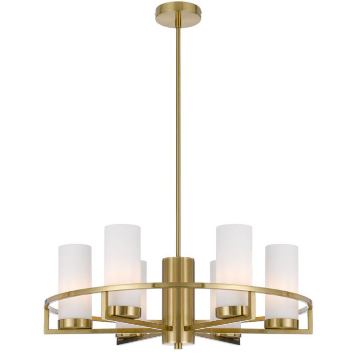 EAMON 6 Pendant Light - Brass/Opal Matt