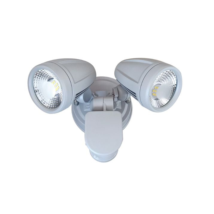 ILLUME Twin Exterior LED Spotlight with Sensor - Silver