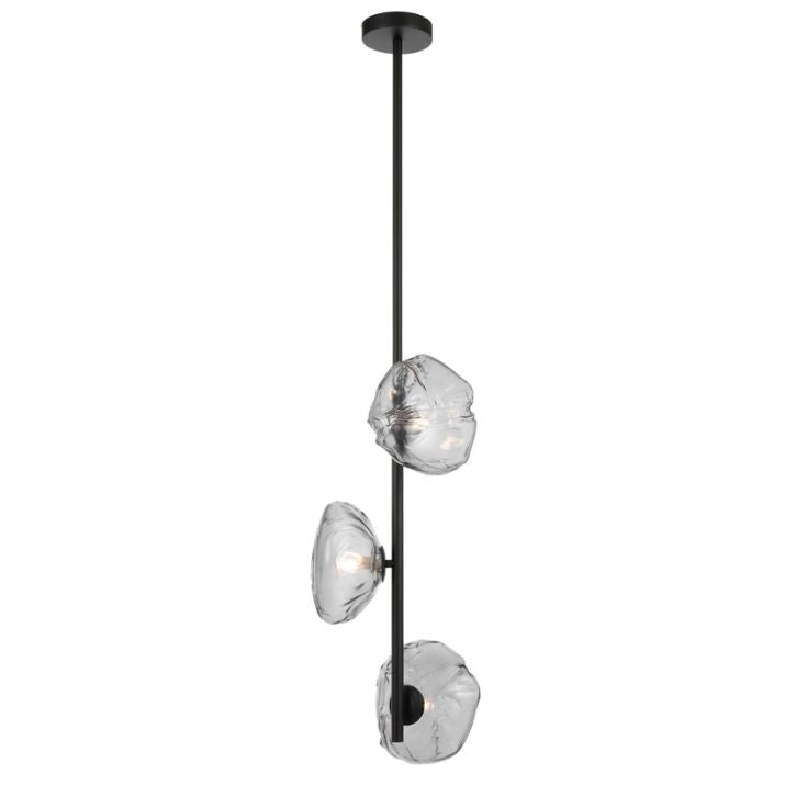 ZECCA 3 Pendant Light Verticle - Black/Smoke