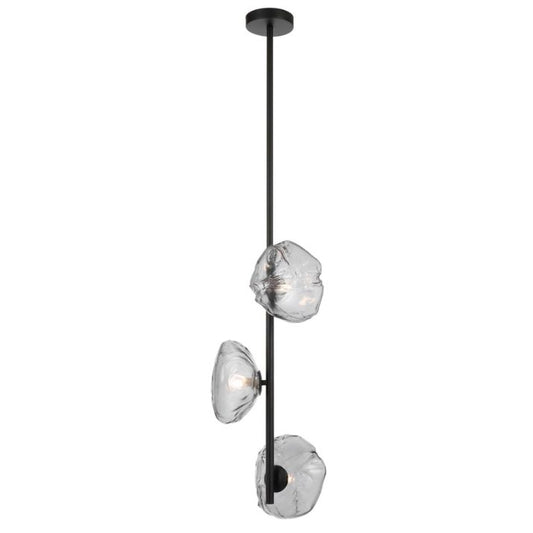 ZECCA 3 Pendant Light Verticle - Black/Smoke