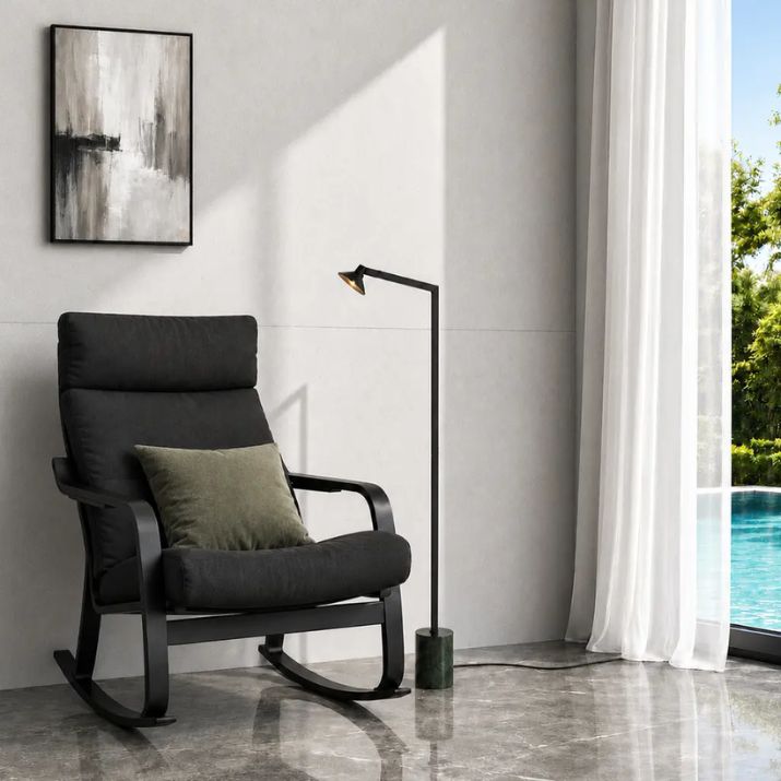Satrom LED Floor Lamp - Black/Green Matble