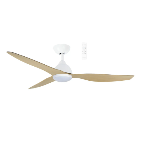 Avoca DC 52″ Matt White/Oak Smart Ceiling Fan With WIFI Remote Control + LED Light
