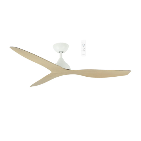 Avoca DC 52″ Matt White/Oak Smart Ceiling Fan With WIFI Remote Control