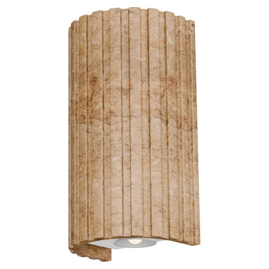 Calibo Orville Travertine Reeded Up/Down LED Wall Light - Natural