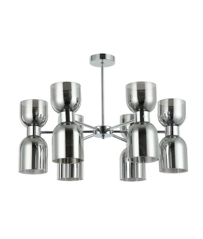 CLESSIDRA: Interior Mirror Finish Smokey Black Glass Ellipse x12 Round Base Pendant Lights