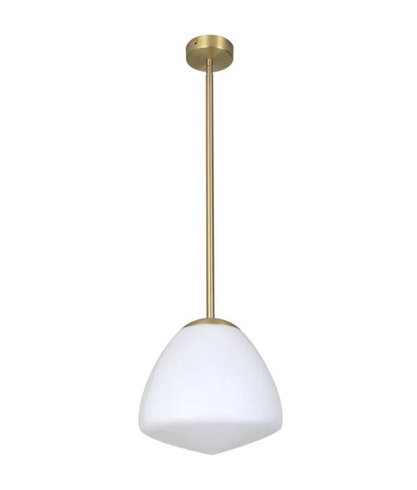 CIOTOLA: Interior Tipped Small Dome Frosted Glass Pendant Lights - Antique Brass
