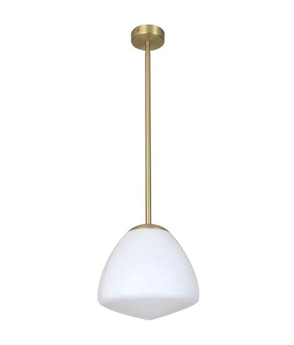 CIOTOLA: Interior Tipped Small Dome Frosted Glass Pendant Lights - Antique Brass