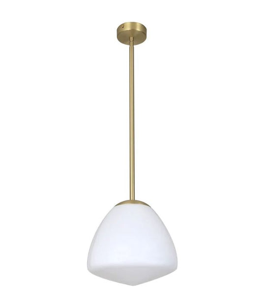 CIOTOLA: Interior Tipped Small Dome Frosted Glass Pendant Lights - Antique Brass