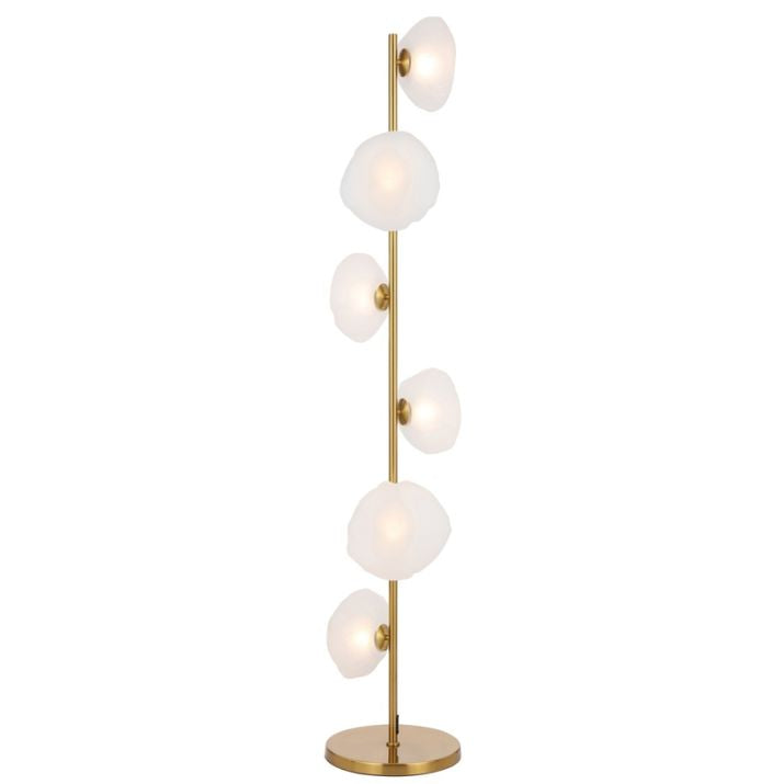 ZECCA 6 Light Floor Lamp - Antique Gold/Frost
