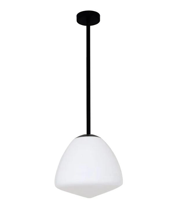 CIOTOLA: Interior Tipped Medium Dome Frosted Glass Pendant Lights - Matte Black