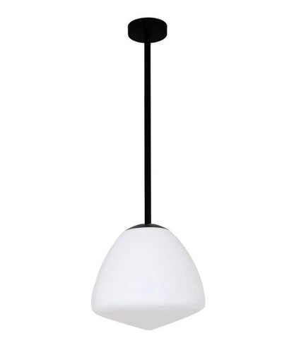 CIOTOLA: Interior Tipped Medium Dome Frosted Glass Pendant Lights - Matte Black