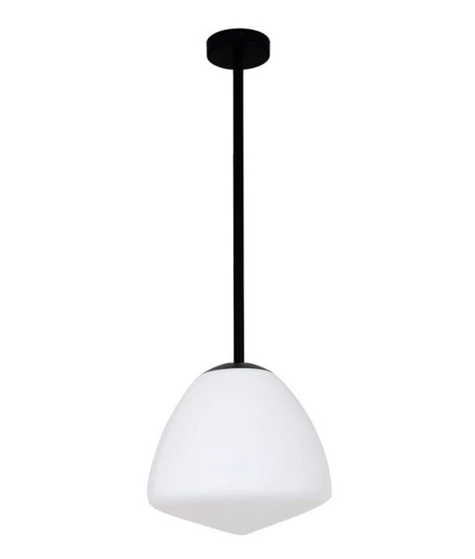 CIOTOLA: Interior Tipped Medium Dome Frosted Glass Pendant Lights - Matte Black