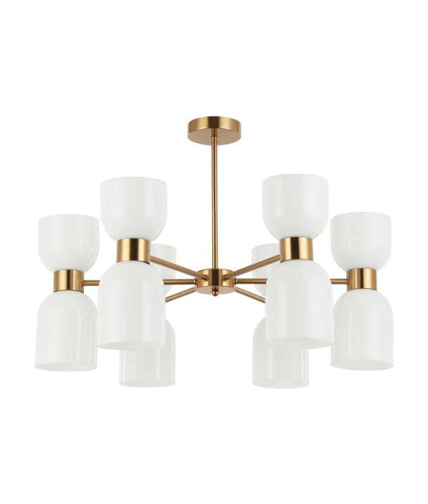 CLESSIDRA: Interior Mirror Finish Opal Glass Ellipse x12 Round Base Pendant Lights