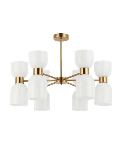 CLESSIDRA: Interior Mirror Finish Opal Glass Ellipse x12 Round Base Pendant Lights