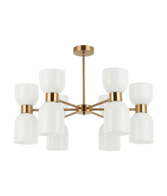 CLESSIDRA: Interior Mirror Finish Opal Glass Ellipse x12 Round Base Pendant Lights