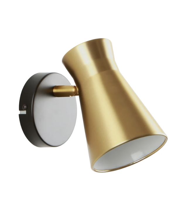 MECTO: Interior Cone Iron Adjustable Shade Antique Brass Highlight Wall Light - Matte Gold Natural