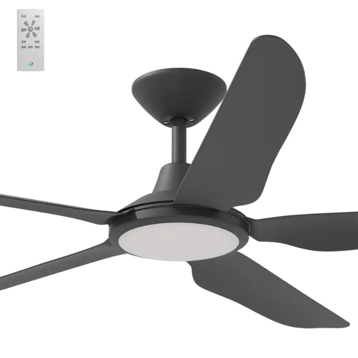 Calibo Storm 48" (1220mm) 5 Blade 18W Tricolour LED Light Indoor/Outdoor DC Ceiling Fan & Remote - Matte Black