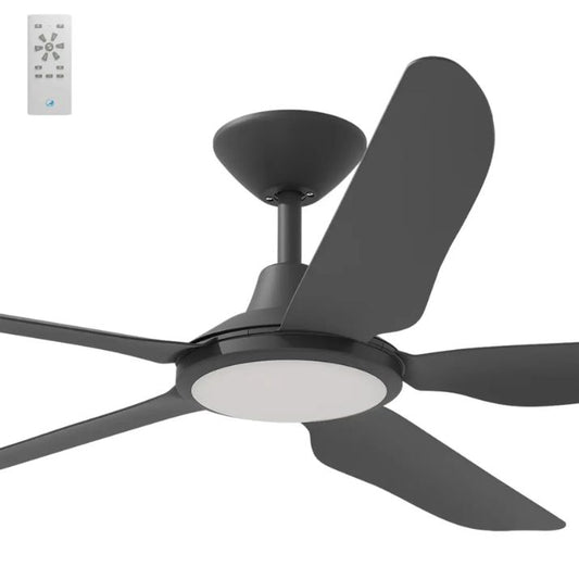 Calibo Storm 48" (1220mm) 5 Blade 18W Tricolour LED Light Indoor/Outdoor DC Ceiling Fan & Remote - Matte Black