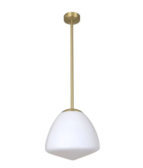 CIOTOLA: Interior Tipped Medium Dome Frosted Glass Pendant Lights - Antique Brass