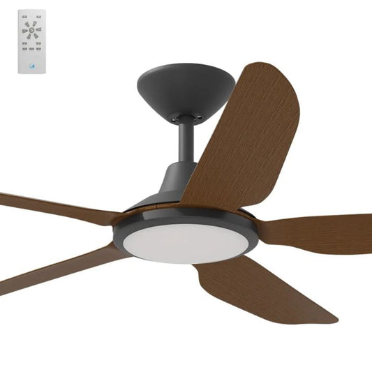 Calibo Storm 48" (1220mm) 5 Blade 18W Tricolour LED Light Indoor/Outdoor DC Ceiling Fan & Remote - Black & Koa