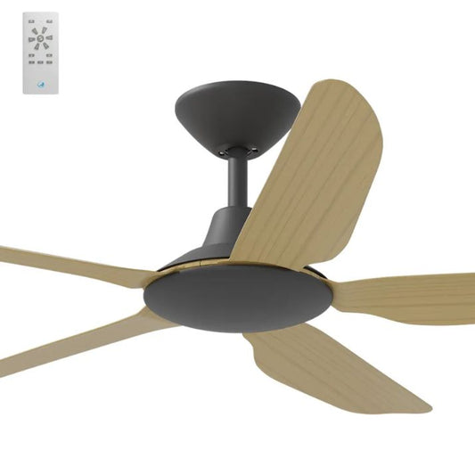 Calibo Storm 52" (1320mm) 5 Blade Indoor/Outdoor DC Ceiling Fan and Remote - Black & Bamboo