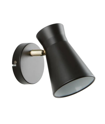 MECTO: Interior Cone Iron Adjustable Shade Antique Brass Highlight Wall Light - Matte Black