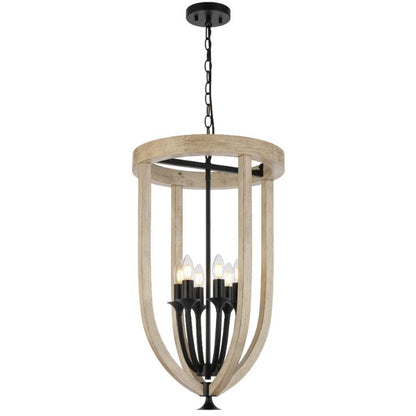 HOSLEY 6 Pendant Light  - Woodi Black