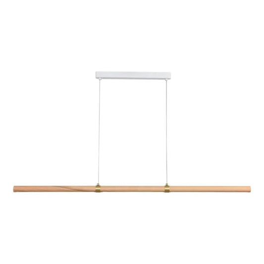 Calibo Aquila 2000mm Timber Tubular LED Linear Pendant with Brass Finish Collar - Ash with White