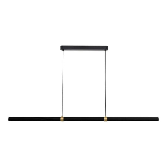 Calibo Aquila 1500mm Timber Tubular LED Linear Pendant with Brass Finish Collar - Black Ash with Black
