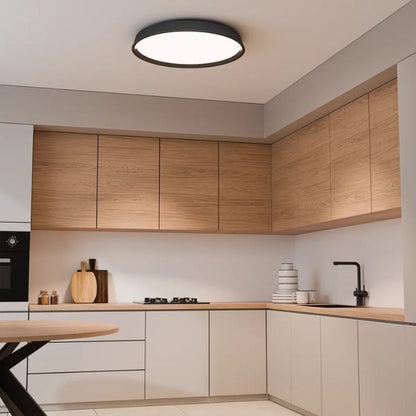 Calibo Kinglet Round 450mm Fluted LED Flush Mount Ceiling Light - Black
