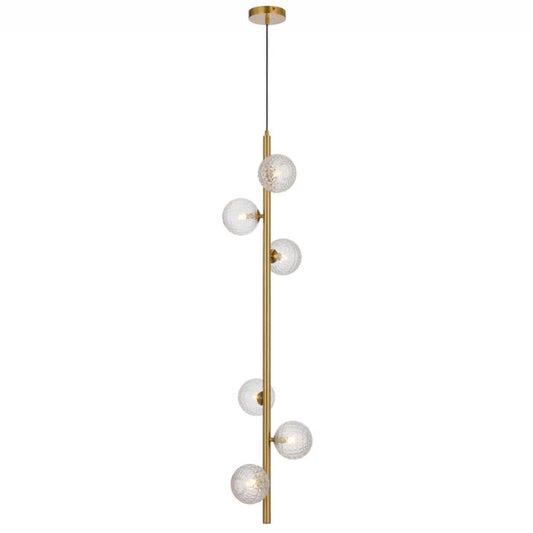 ELSON 6 Pendant Light - Antique Gold/Clear Prism