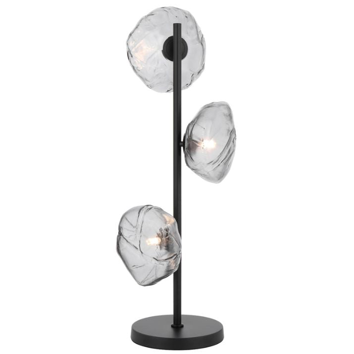 ZECCA 3 Light Table Lamp - Black/Smoke