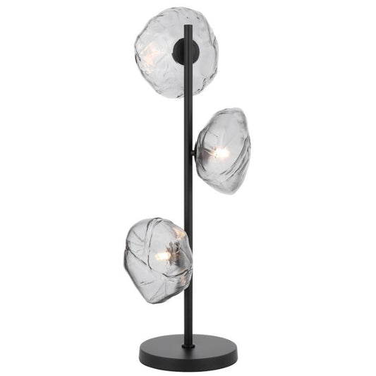 ZECCA 3 Light Table Lamp - Black/Smoke