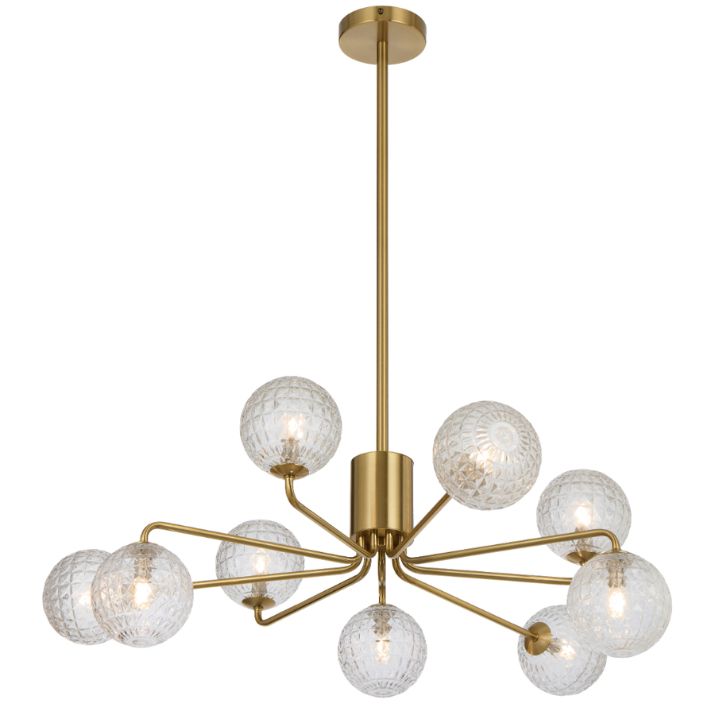 FELTON 9 Pendant Light - Antique Gold/Clear Prism